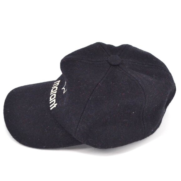 Isabel Marant Wool Tyron Cap Hat Midnight Blue Curved Brim Embroidered Logo - Picture 5 of 11